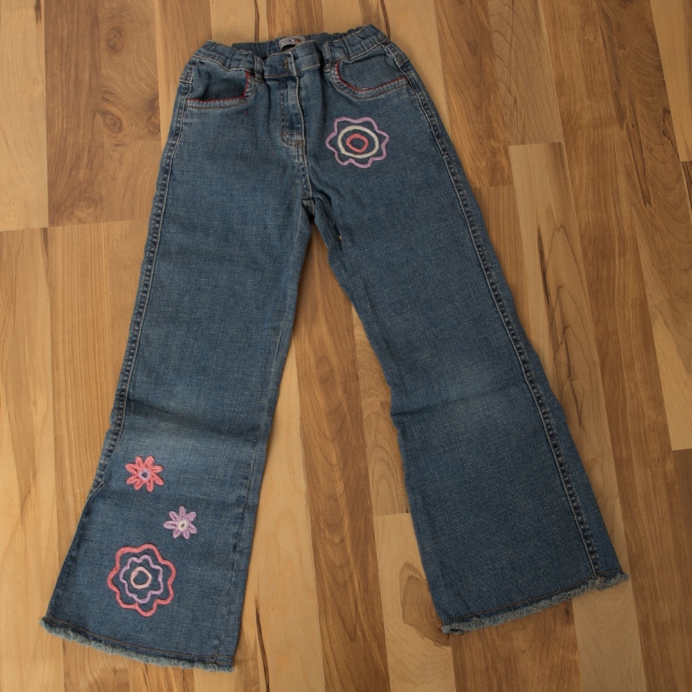 ONE KID FLORAL JEANS WITH ADJUSTABLE TABS